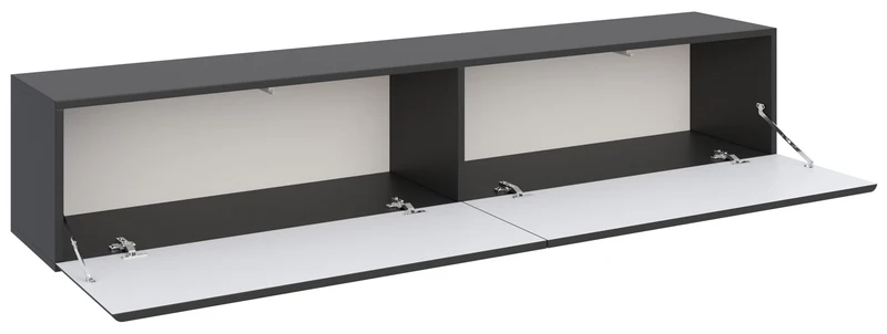 Hängender TV-Schrank Olio mit zwei Klappen, 175 cm, schwarz