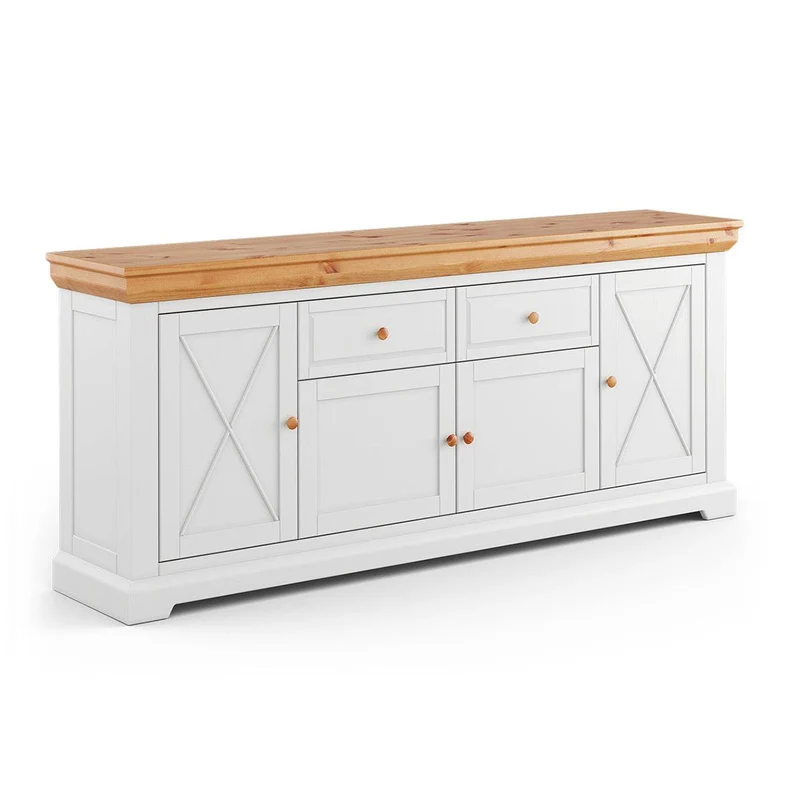 Großes Sideboard aus Massivholz | Viertürige Wohnzimmerkommode Marone Elite mit Schubladen