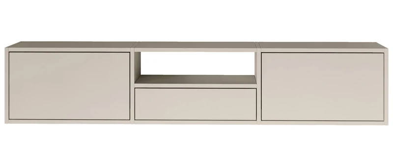 Hängender TV-Schrank Framme mit drei Klappen und Fach, 150 cm, Kaschmir