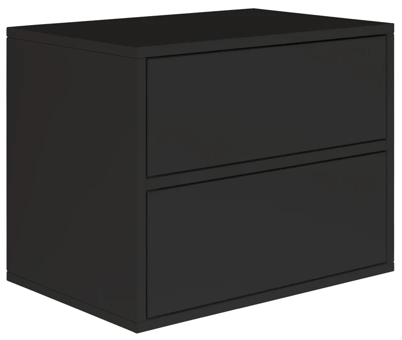 Hängender Nachttisch Framme mit zwei Schubladen, 50 cm, schwarz