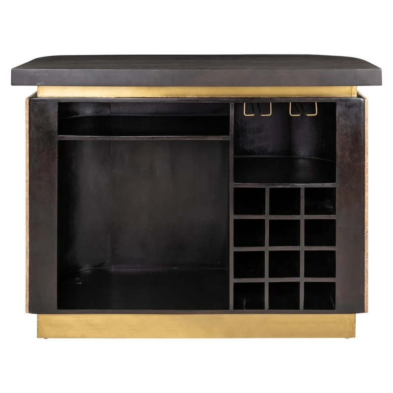 Richmond Bar Martini Travertin – Hausbar beige mit Messing-Akzenten