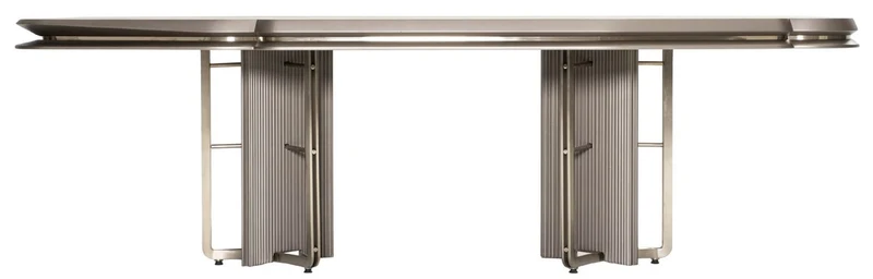 Casa Padrino Luxus Esstisch Grau / Silber 251 cm - Luxus Esszimmer Möbel