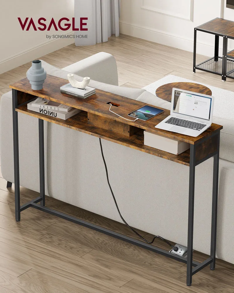 Konsolentisch mit Steckdosen und USB – Industriedesign – 120 cm breit – schick und funktional