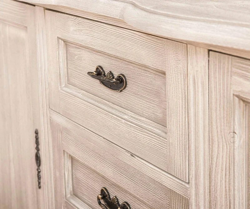 Sideboard aus Massivholz mit 2 Türen und 3 Schubladen | Barock Kommode mit geschwungenen Beinen