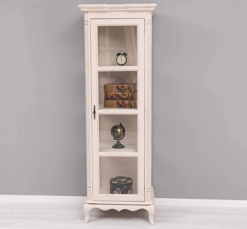 Vintage Vitrine aus Massivholz | Gläserschrank im Barockstil