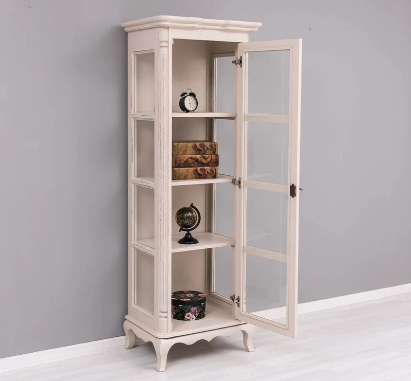 Vintage Vitrine aus Massivholz | Gläserschrank im Barockstil