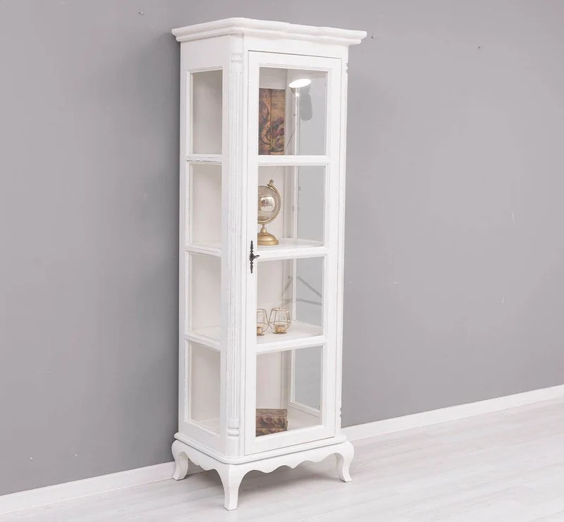 Vintage Vitrine aus Massivholz | Gläserschrank im Barockstil