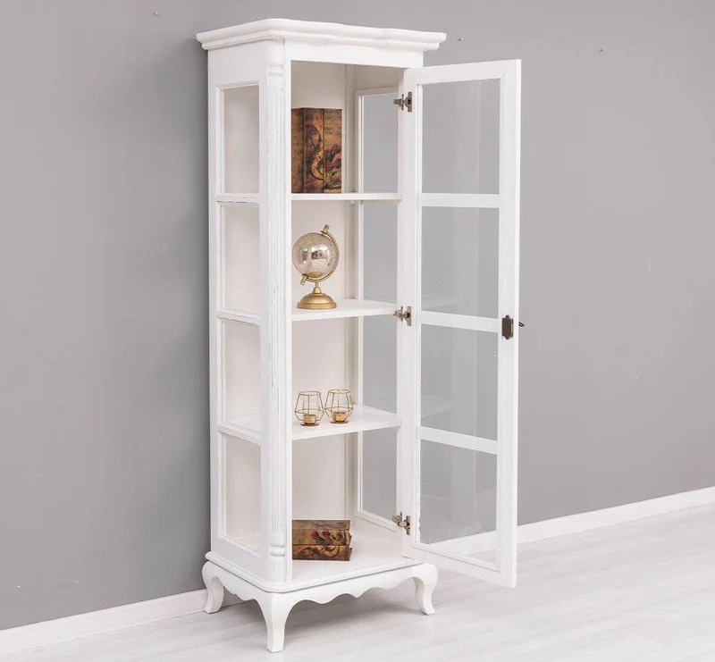 Vintage Vitrine aus Massivholz | Gläserschrank im Barockstil