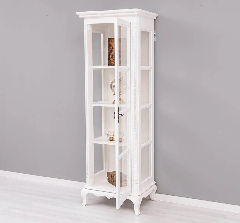 Vintage Vitrine aus Massivholz | Gläserschrank im Barockstil