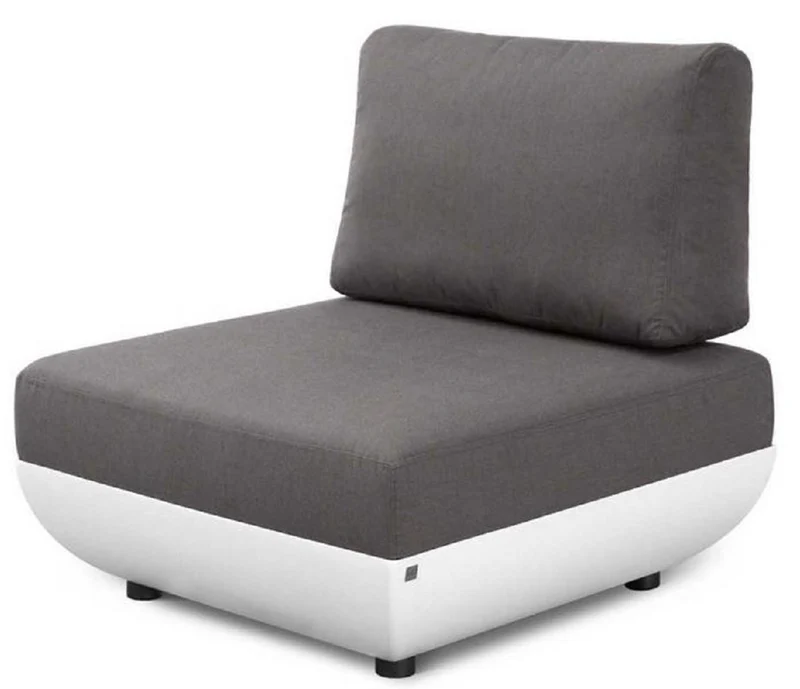 Casa Padrino Luxus Gartensessel Matt Weiß / Dunkelgrau 92 x 95 x H. 90 cm - Wetterbeständiger Garten Terrassen Sessel mit verstellbarer Rückenlehne - Hotel Möbel - Luxus Qualität