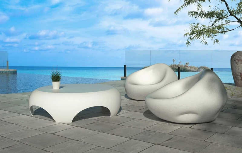 Casa Padrino Designer Gartensessel Matt Weiß 100 x 110 x H. 70 cm - Wetterbeständiger Garten Terrassen Sessel - Hotel Möbel - Luxus Qualität
