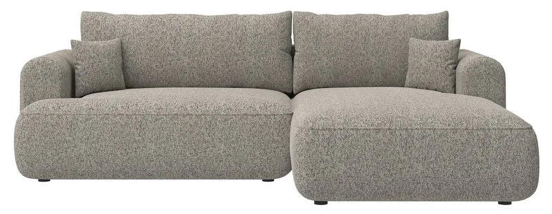 Ecksofa mit Schlaffunktion Ovo, L-förmig, dunkelbeige Geflecht, rechtsseitig