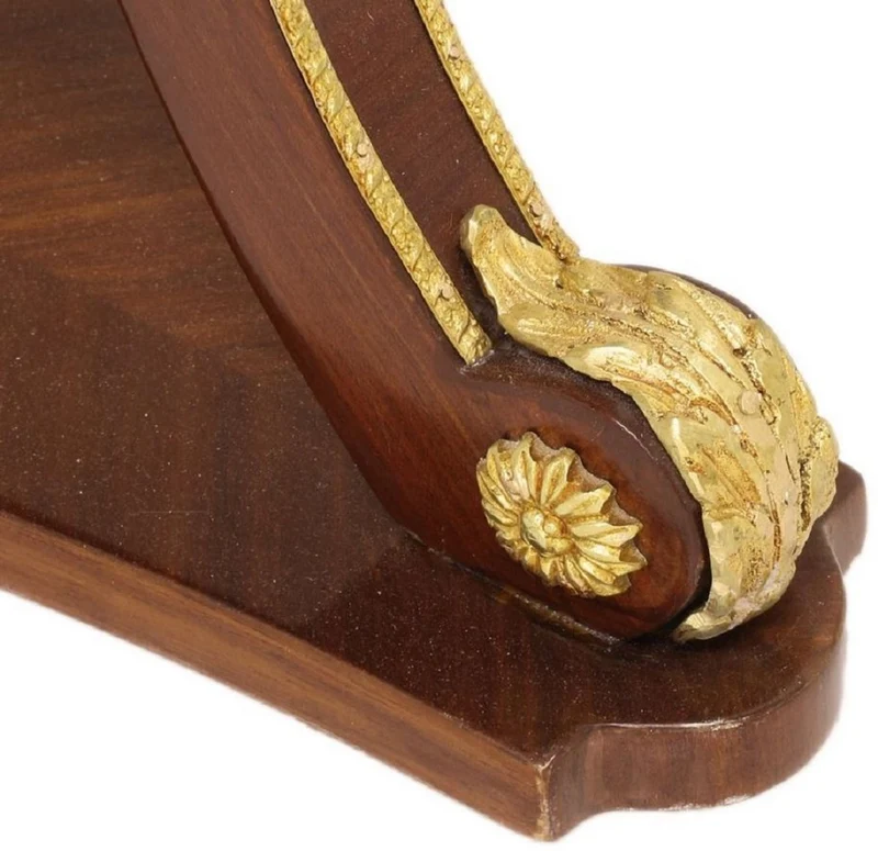 Casa Padrino Barock Beistelltisch Braun / Gold / Grau Ø 55 x H. 78 cm - Runder Massivholz Tisch im Barockstil - Barock Wohnzimmer Möbel