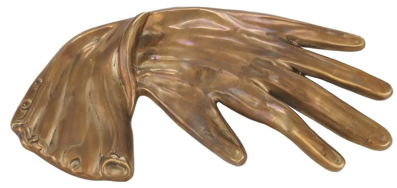 Casa Padrino Luxus Schreibtisch Deko Hand Vintage Messingfarben 29 x 16 x H. 3 cm - Messing Deko Objekt - Luxus Deko Accessoires
