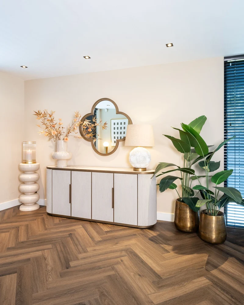 Sideboard Tivoli Weiß mit Keramikplatte und Softclose-Türen