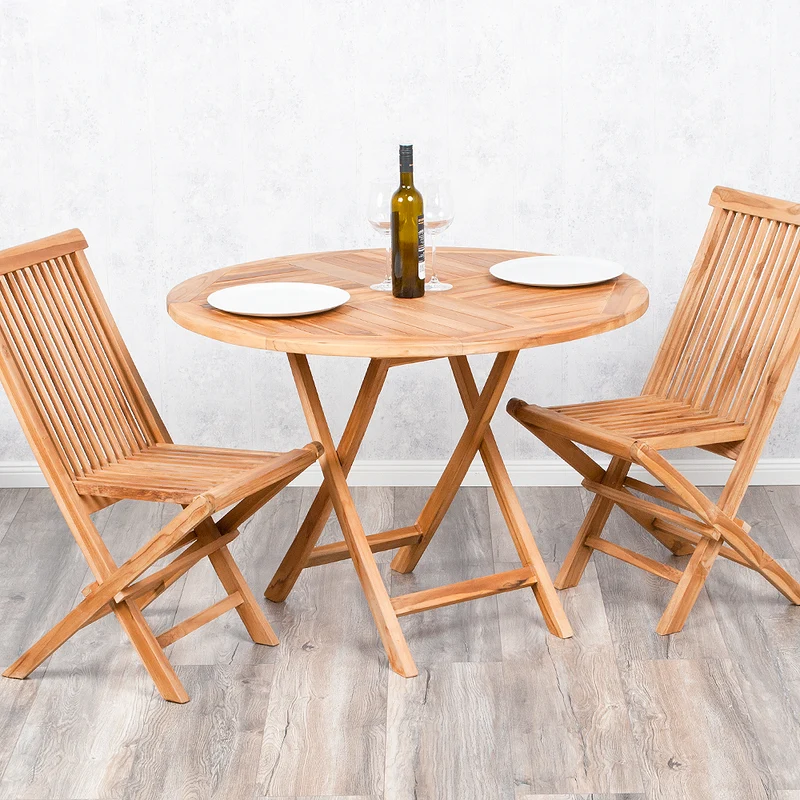 Teak Gartentisch KURSI klappbar ca. D100cm Esstisch