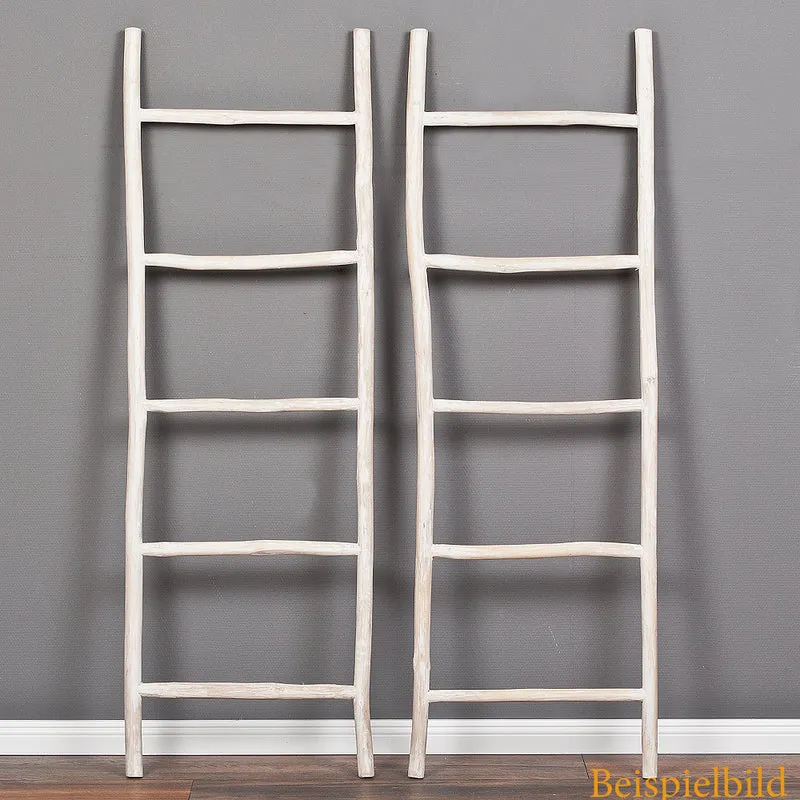Deko-Leiter KEPALA H150cm White-Wash Teak Handtuchhalter