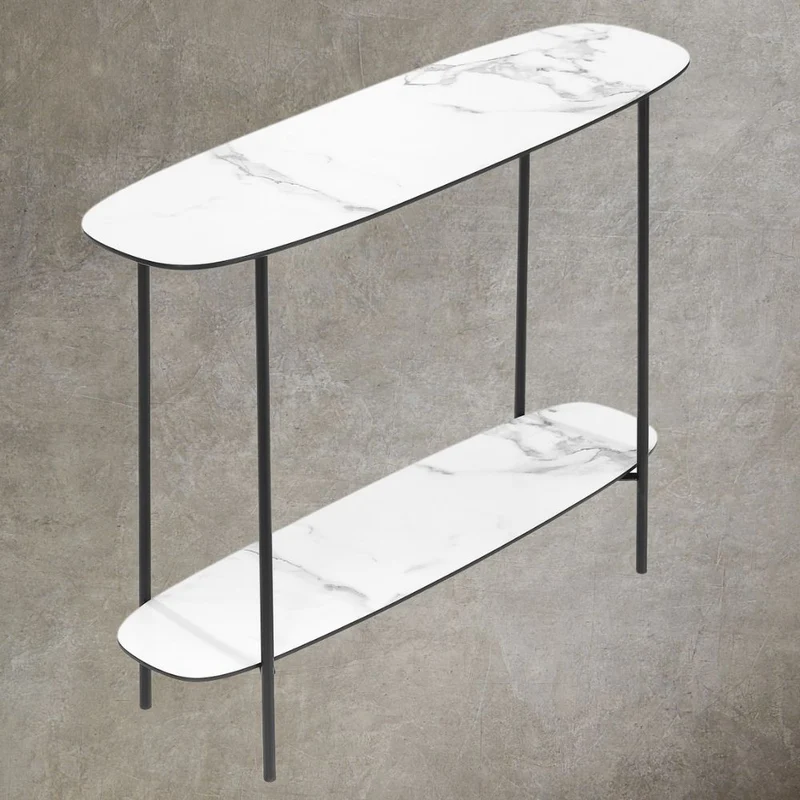Moderne Design Konsole MARMOL 100cm weiss-schwarz Marmor-Optik