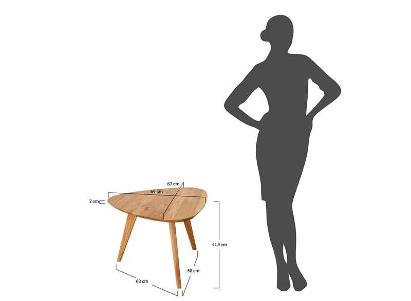 Minimalistischer Couchtisch aus massiver Eiche | Ovaler Beistelltisch Orbetello in zwei Größen