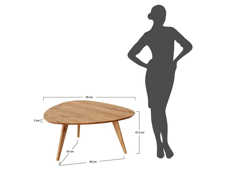Minimalistischer Couchtisch aus massiver Eiche | Ovaler Beistelltisch Orbetello in zwei Größen