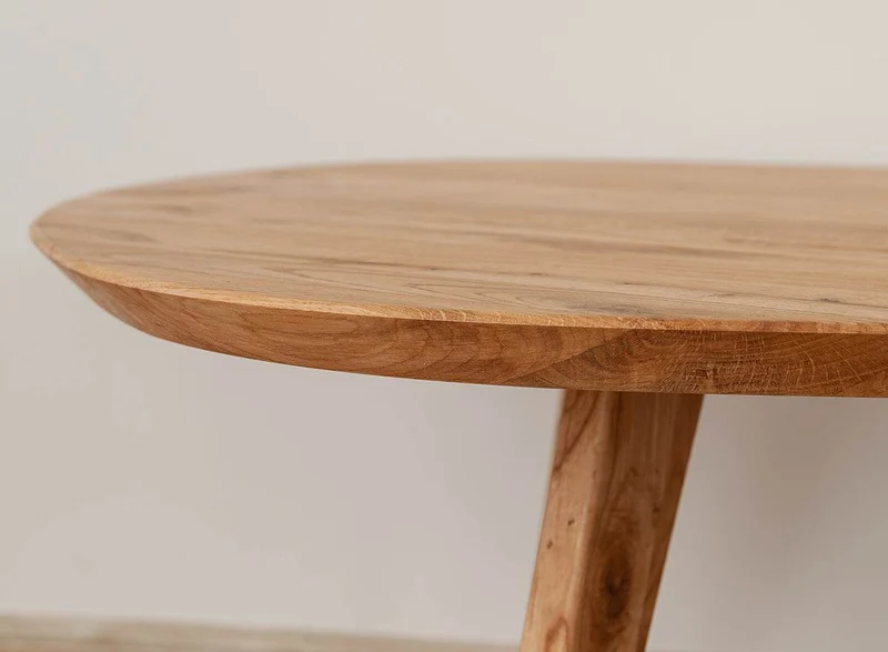 Minimalistischer Couchtisch aus massiver Eiche | Runder Beistelltisch Orbetello in drei Größen