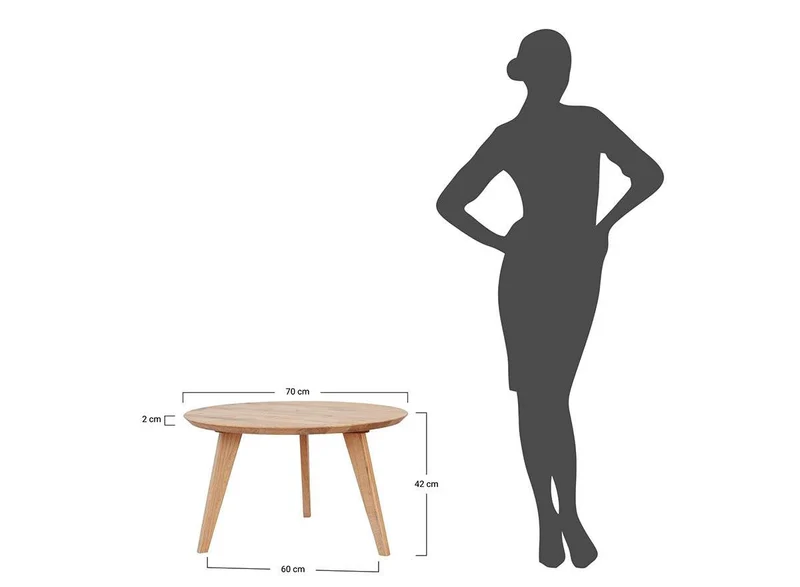 Minimalistischer Couchtisch aus massiver Eiche | Runder Beistelltisch Orbetello in drei Größen