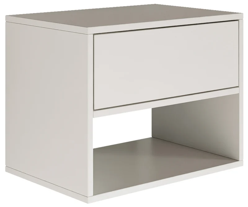Hängender Nachttisch Framme mit Schublade und Fach, 50 cm, weiß