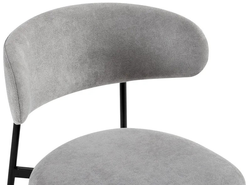 Gepolsterter Stuhl Lunaro aus hydrophobem Stoff, grauer Chenille