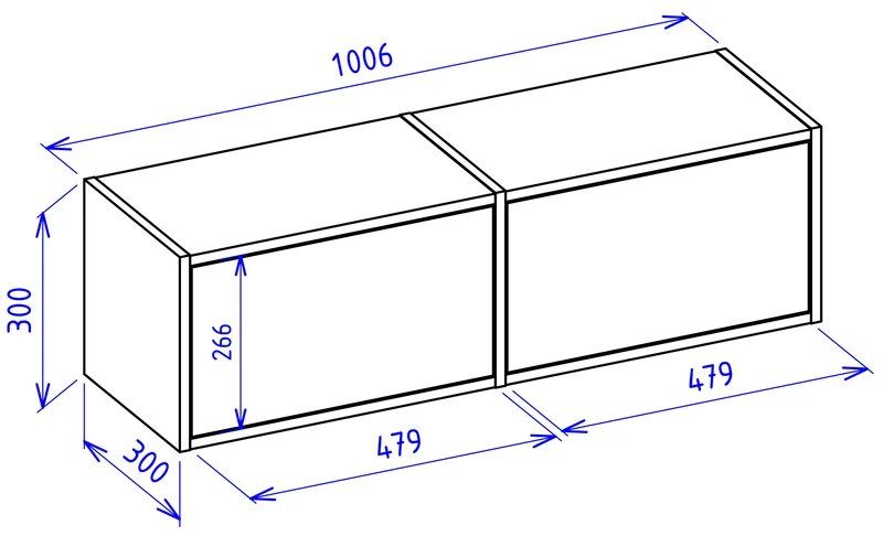 Hängender TV-Schrank Framme mit zwei Klappen, 100 cm, Kaschmir