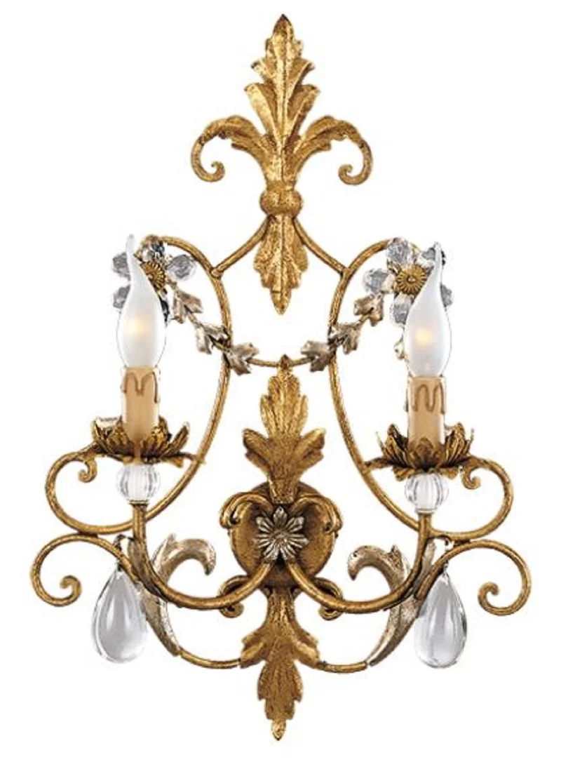 Casa Padrino Luxus Barock Kristall Wandleuchte Antik Gold 39 x 15 x H. 55 cm - Elegante Metall Wandlampe mit edlem Böhmischem Glas - Barock Leuchten