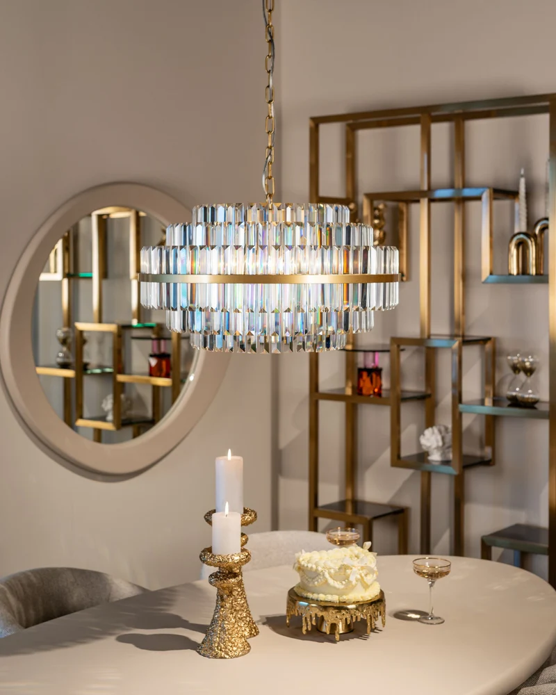 Pendelleuchte Desire Richmond Brushed Gold mit Kristallbesatz