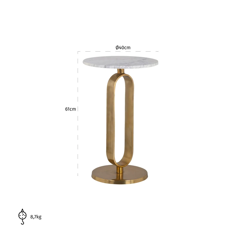 Beistelltisch Celine mit Marmorplatte in brushed gold – Richmond