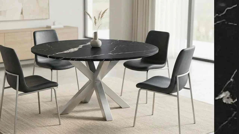 Runder Esstisch Rondo mit Marmor Nero Marquina online konfigurieren