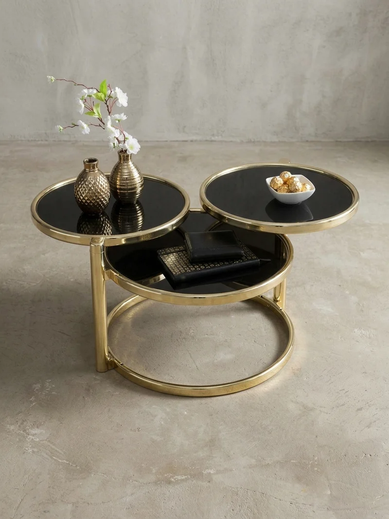 Beistelltisch Glas Stahlgestell Schwenkbare Platten