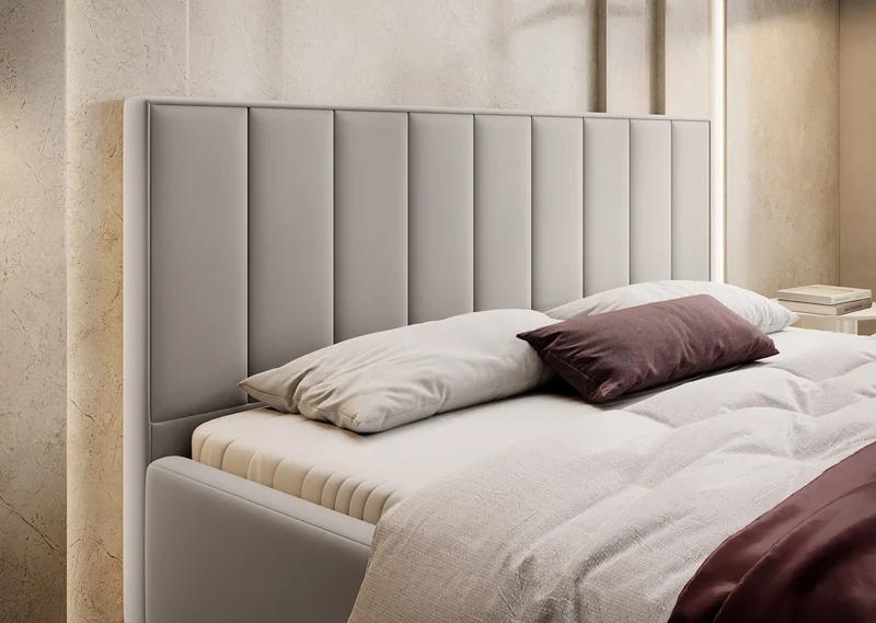 Polsterbett 200x200 cm Rinus grau-beige aus hydrophobem Stoff