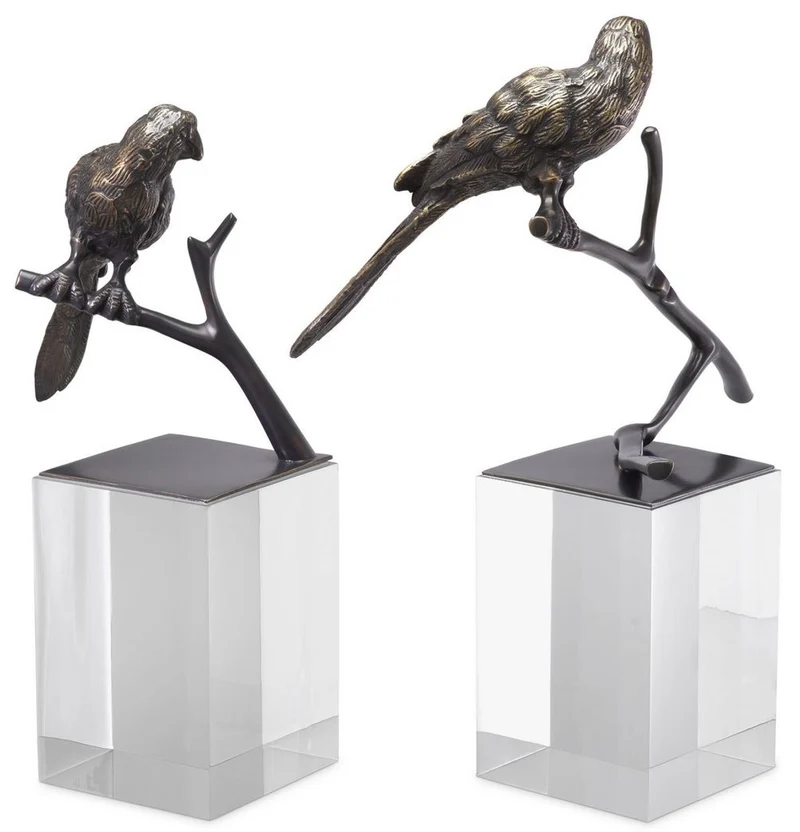Casa Padrino Luxus Deko Objekte 2er Set Bronzefarben - Büro Deko - Schreibtisch Deko - Wohnzimmer Deko - Luxus Kollektion