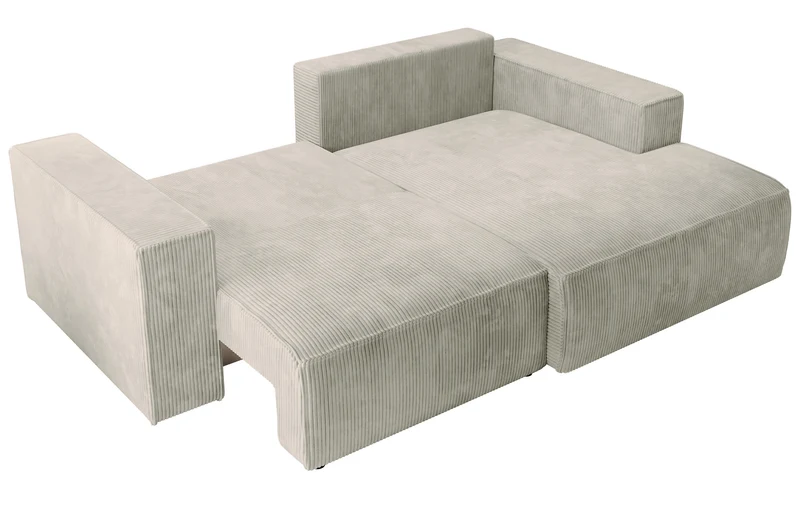 Ecksofa mit Schlaffunktion Farese Mini, L-förmig, rechtsseitig, mit Stauraum, beige Cordstoff