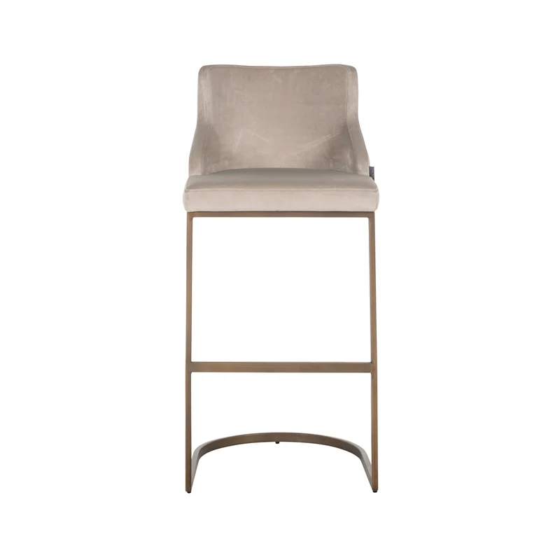 Barhocker Bolton khaki Samtvelours im 2er-Set, goldenes Gestell