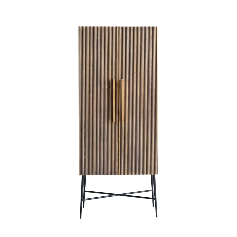 Schrank Ironville gold – zweitüriger Wandschrank im Mid-Century-Stil