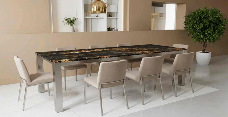 Esstisch CAICOS mit Granit Magna Black Gold online konfigurieren