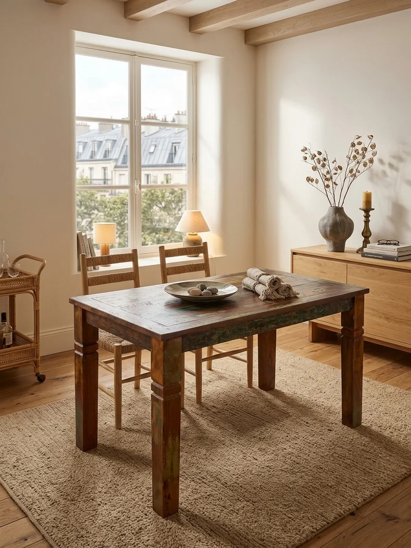 Esstisch Mango Massivholz Klarlack Shabby Design