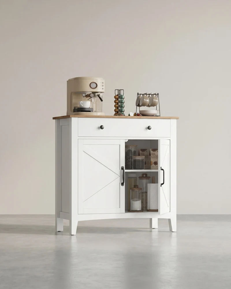 Sideboard mit Türen und Schublade - Landhausstil - Küchenschrank mit verstellbaren Regalen