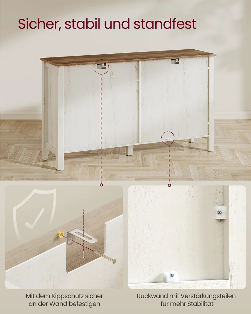 Sideboard mit Türen und Schublade - Landhausstil - Küchenschrank mit verstellbaren Regalen