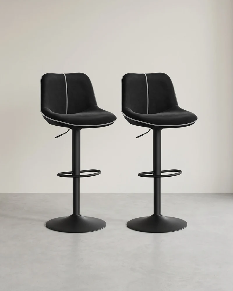 2er-Set Barhocker – Verstellbare Sitzhöhe – Samtpolsterung – Ergonomischer Komfort – Stabile Basis