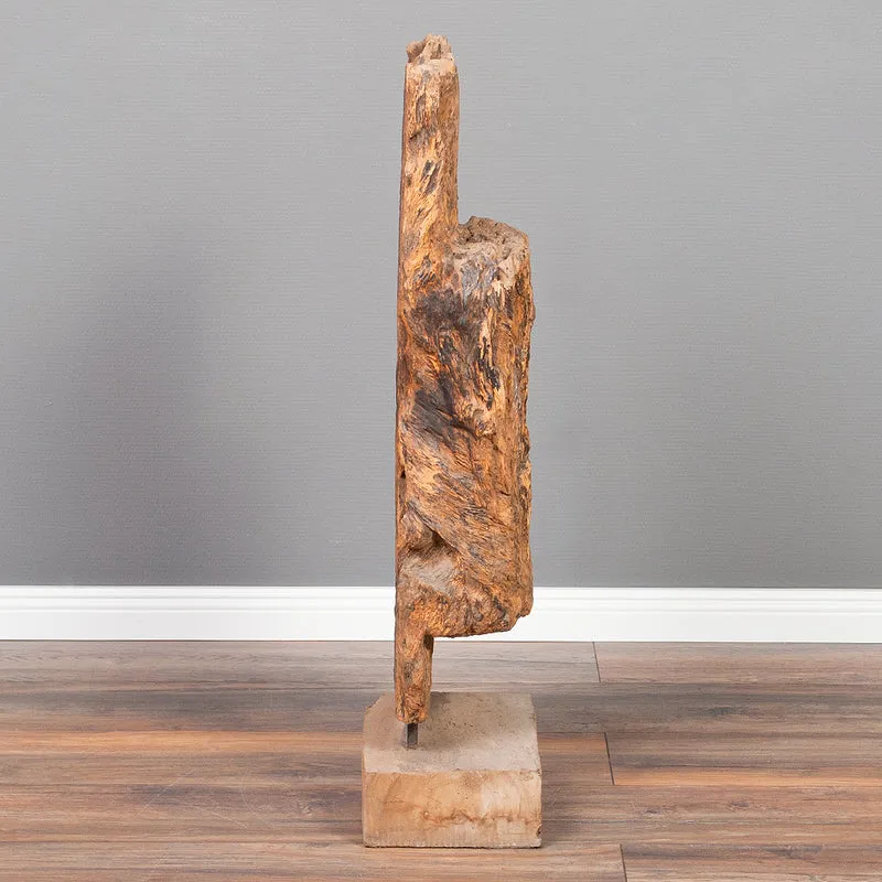 Abstrakte Skulptur LESUNG recyceltes Teakholz