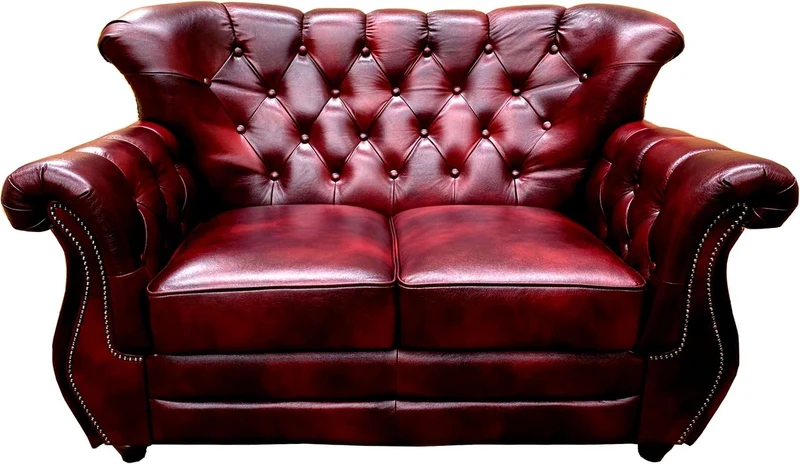 Casa Padrino Luxus Chesterfield Leder 2er Sofa Bordeauxrot - Echtleder Wohnzimmer Sofa - Chesterfield Wohnzimmer Möbel