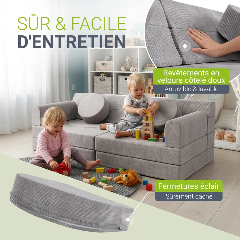 Kindersofa Kayo mit Cord Bezug & Kissen