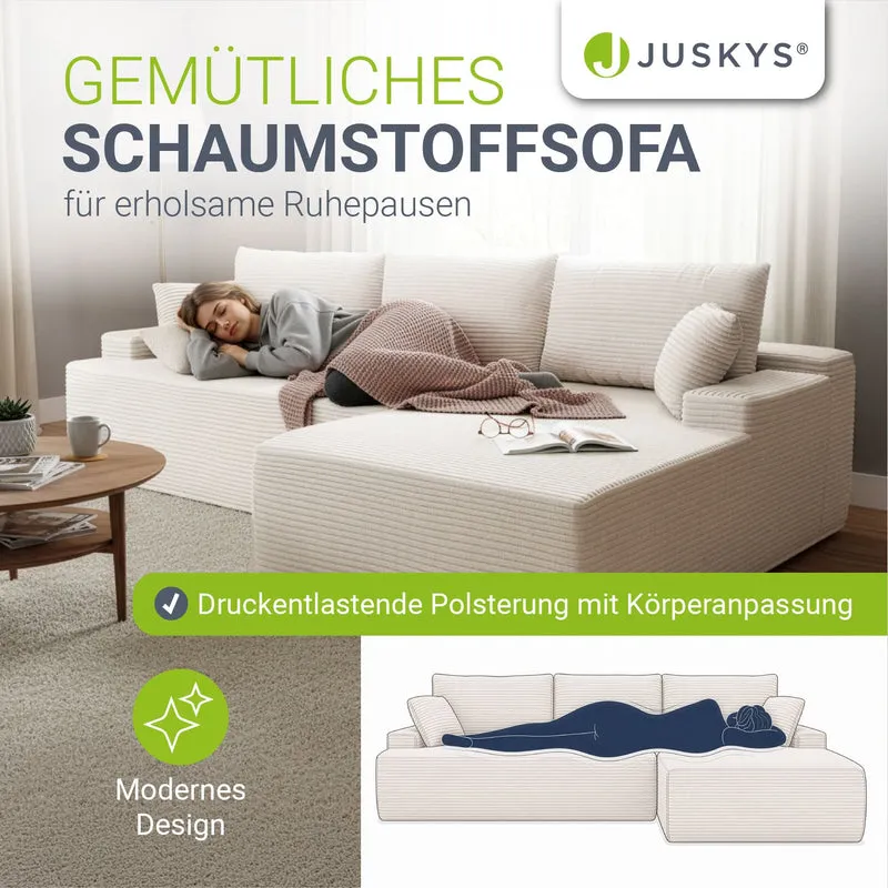 Sofa Coredo mit Cord Bezug & Dekokissen