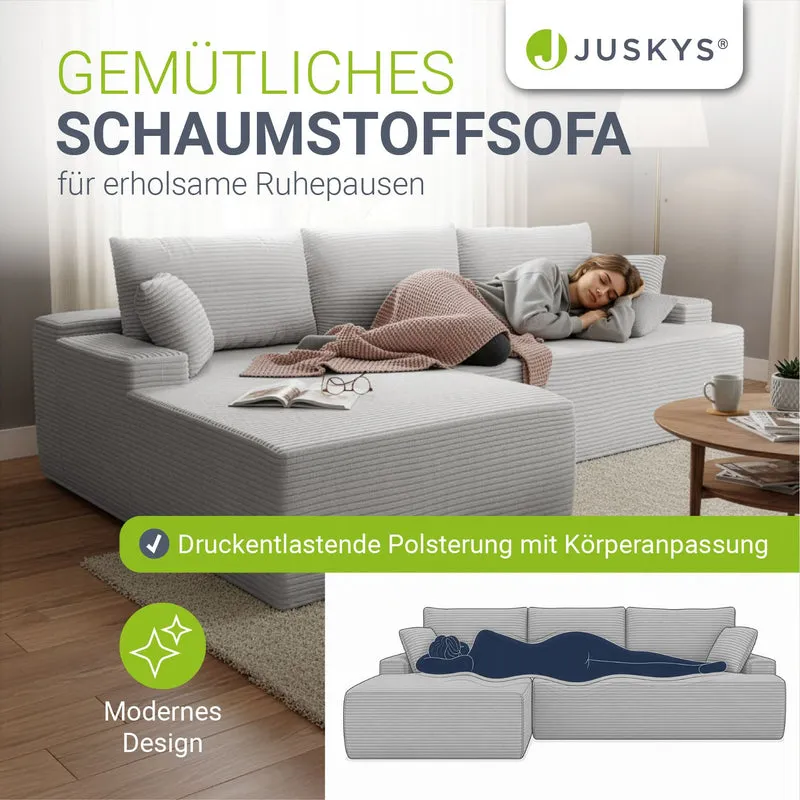 Sofa Coredo mit Cord Bezug & Dekokissen