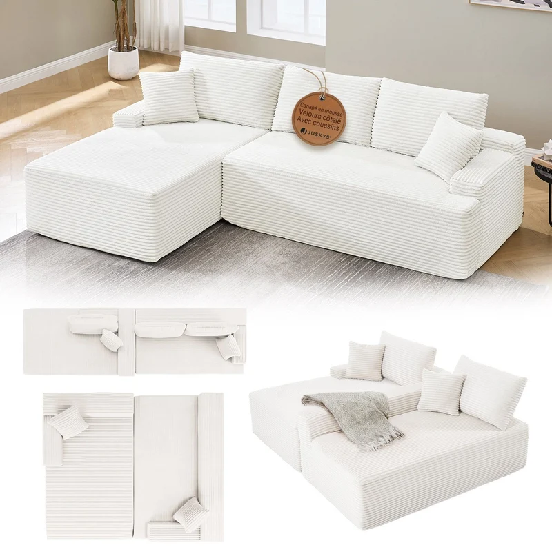 Sofa Coredo mit Cord Bezug & Dekokissen